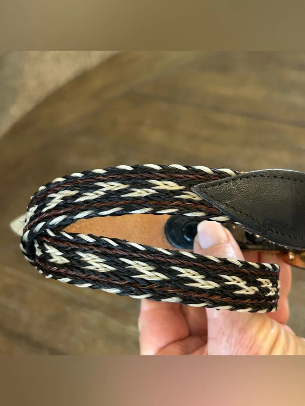 Brushy Creek Full Grain Cowhide Leather Horsehair Inlay Belt Girl’s Size 26  USA